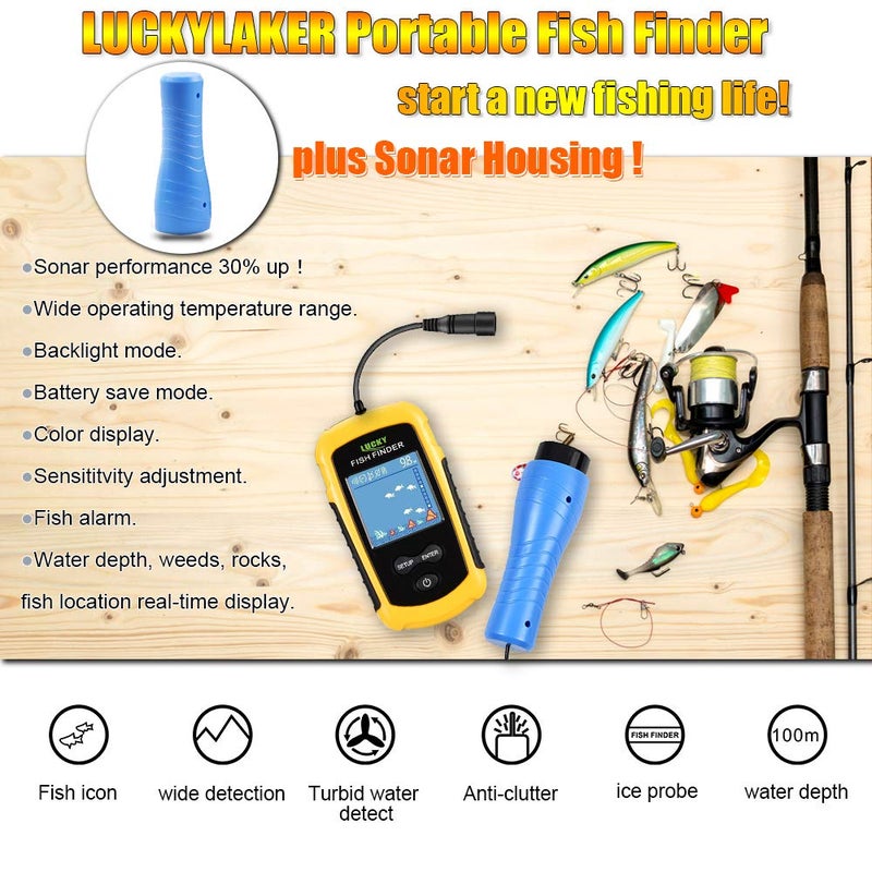 LUCKYLAKER Ice Portable Fishing Fish Finder Wired Handheld Fishing Finders Kayak Sonar Sensor Fish Finder Transducer Depth Finder LCD Monitor for Boat Canoe - Image 3